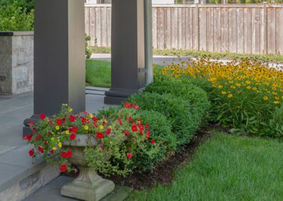 Picture of detailed view of flower planter with bushes