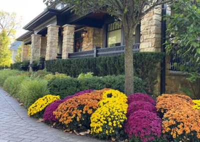 Picture corner walkup with fall mums