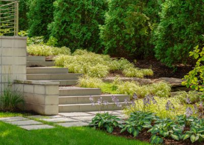 Picture of detail of landscaping around masonry stairs